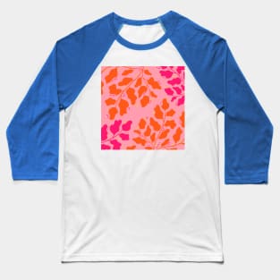 Pink and orange leaves floral pattern Baseball T-Shirt